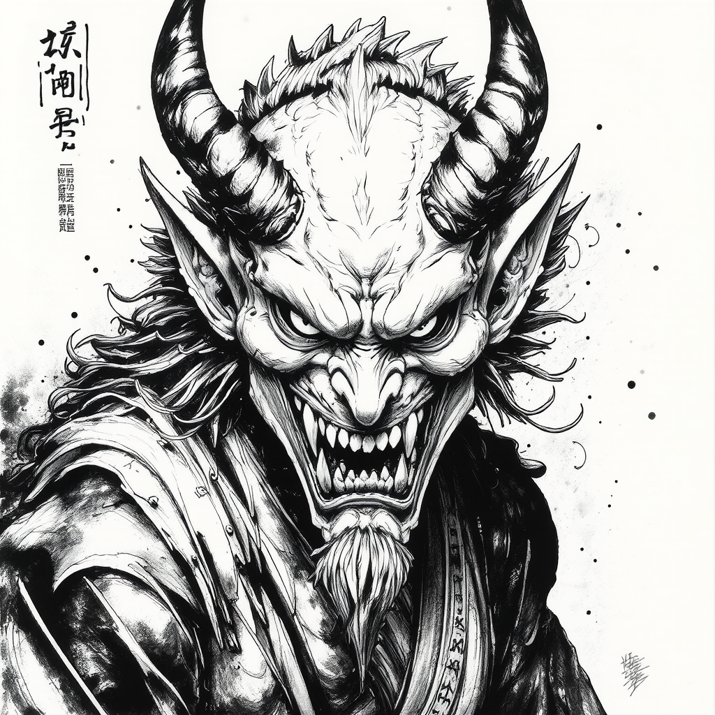Japanese demon in black