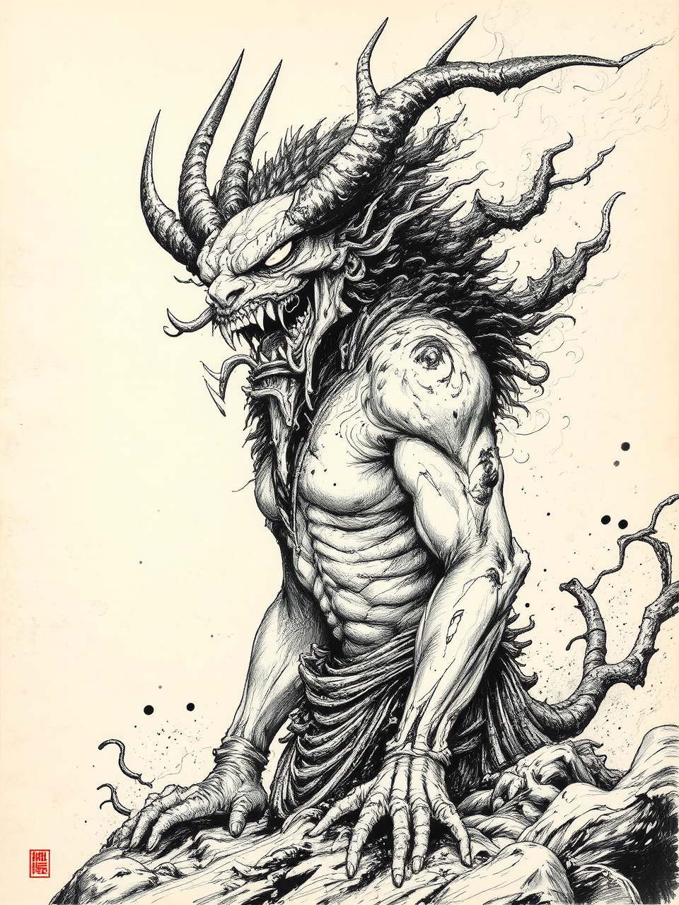 A Japanese demon painted