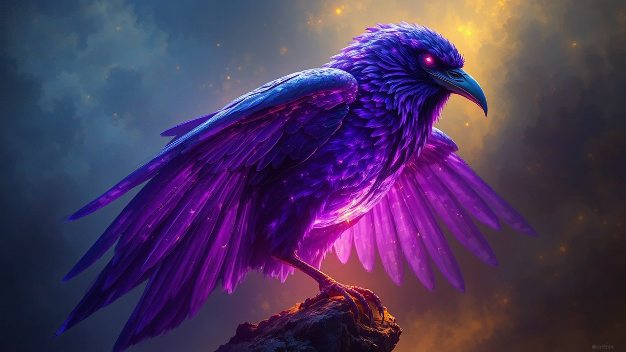 A giant glowing purple