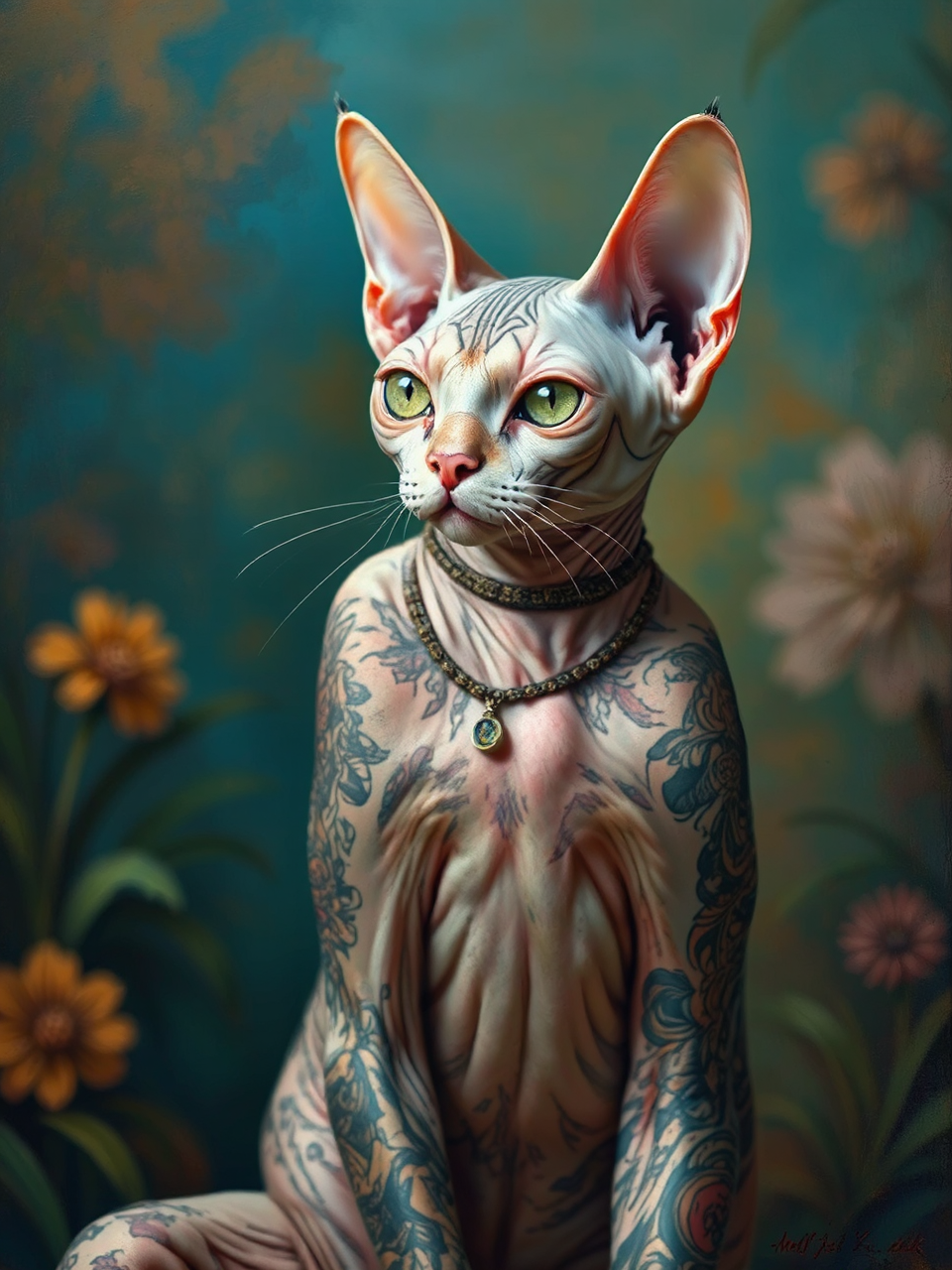Sphynx cat with numerous