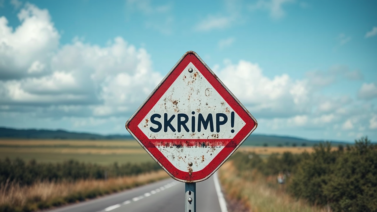 Skrimp warning road sign.