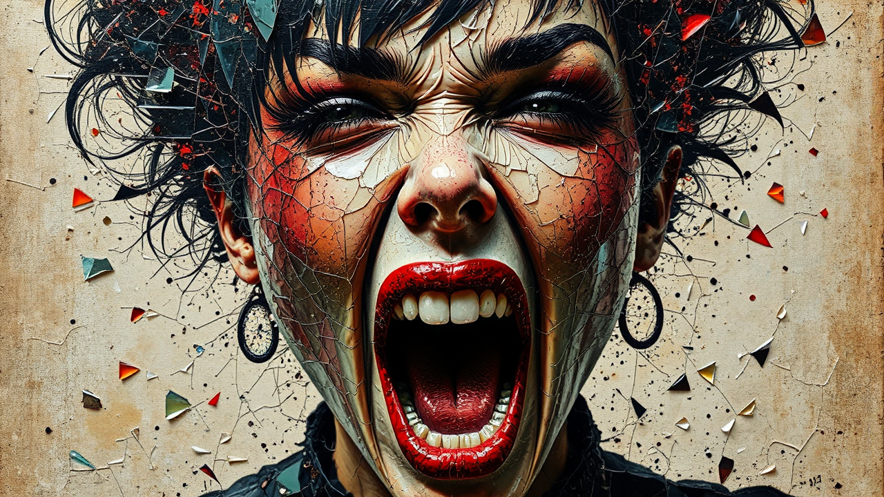 Mixed media portrait with