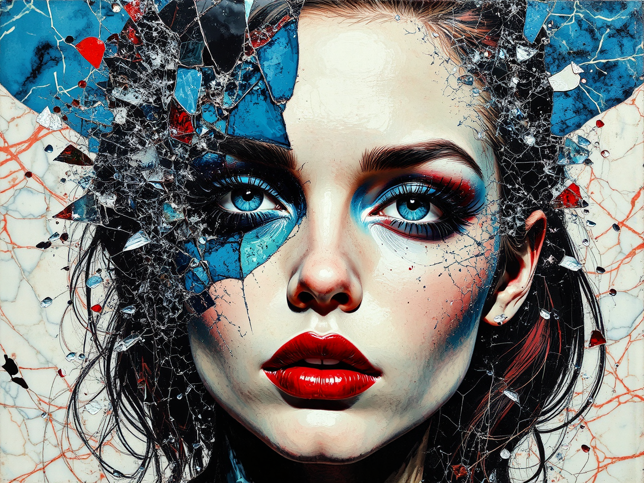 Mixed media portrait with