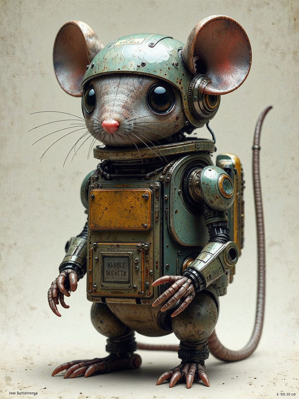 Retro-futuristic android with muted