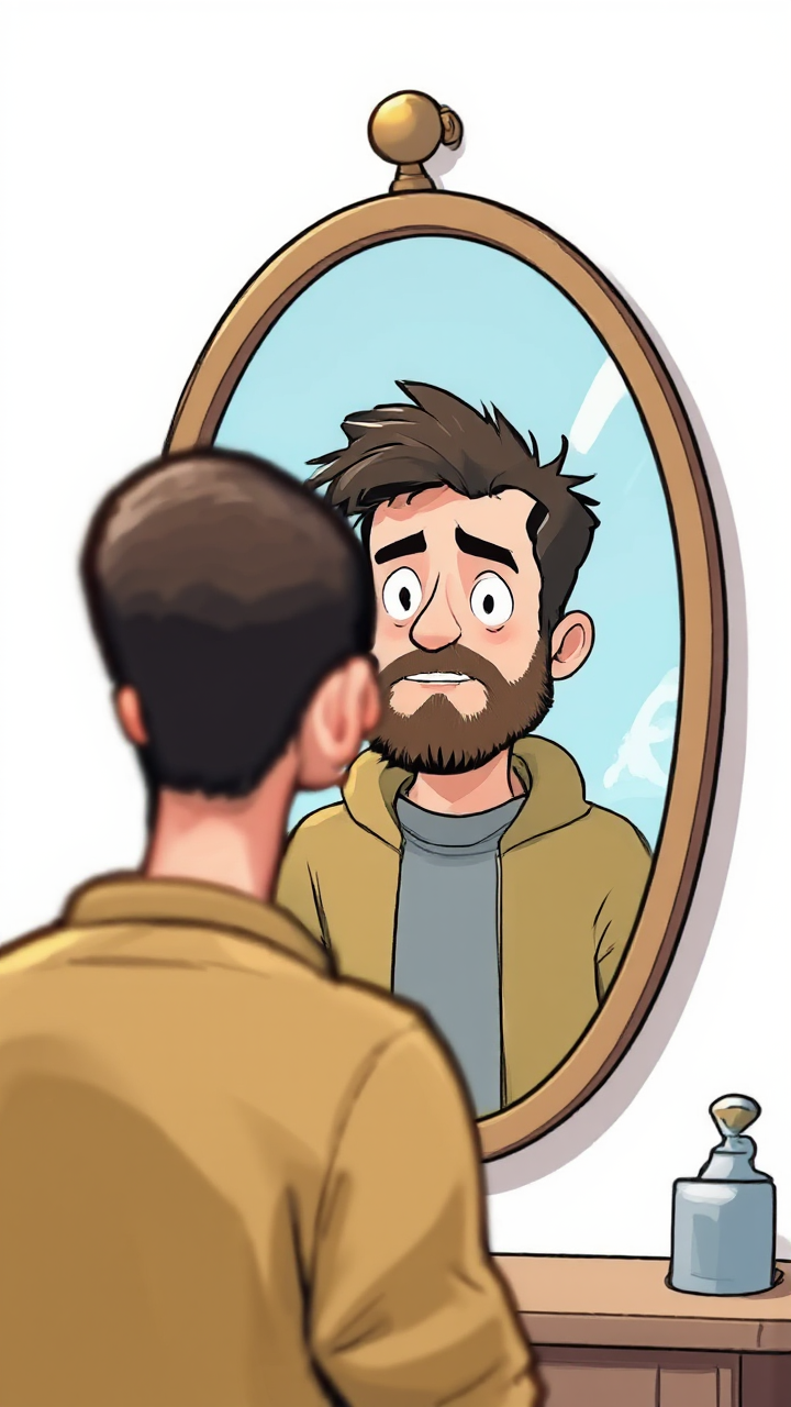 Man looking at himself