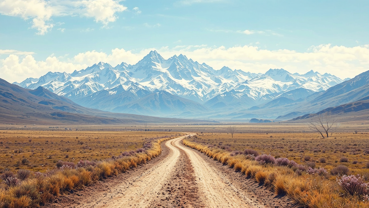 Dirt road with mountains