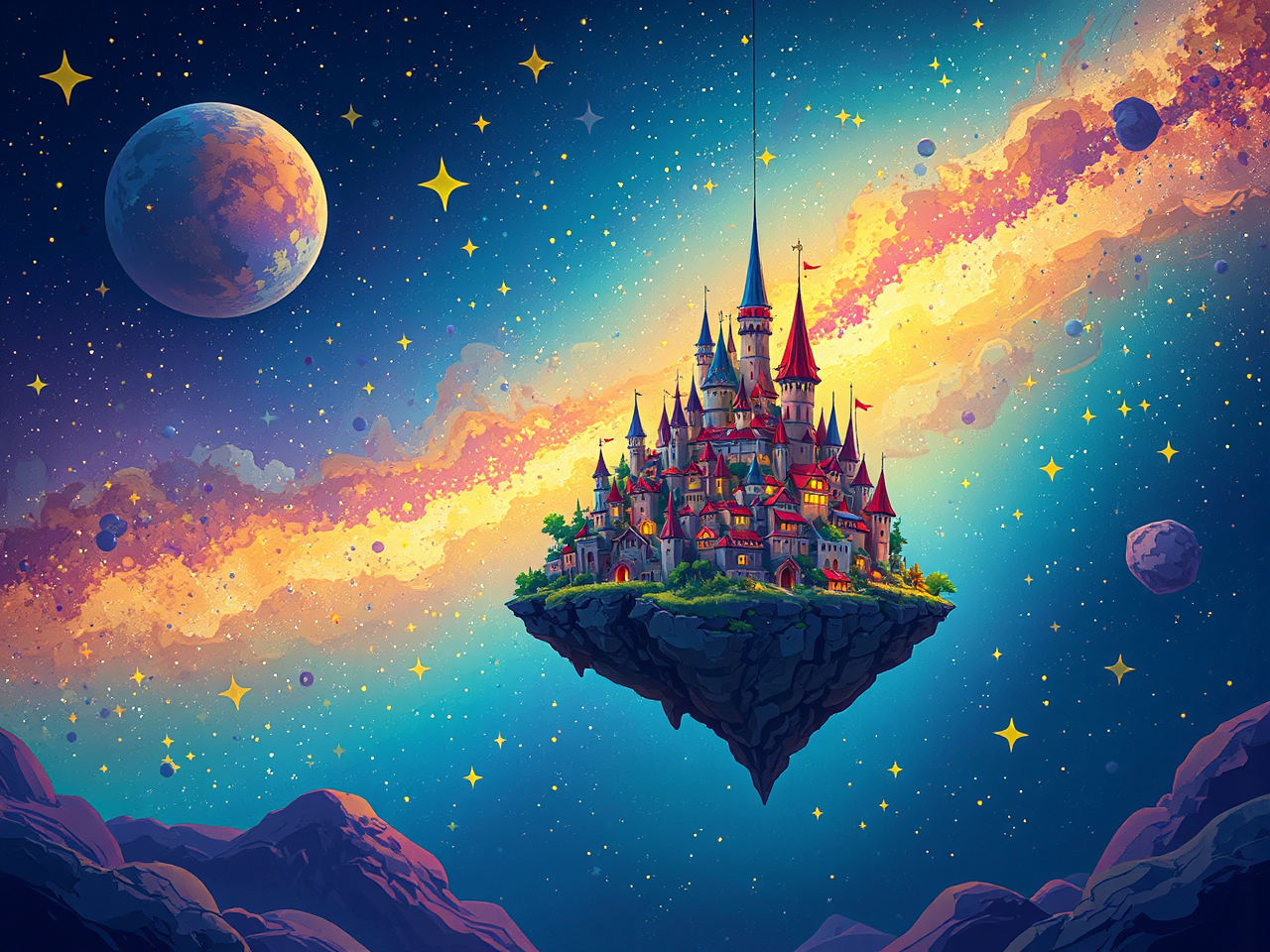 Medieval city in space