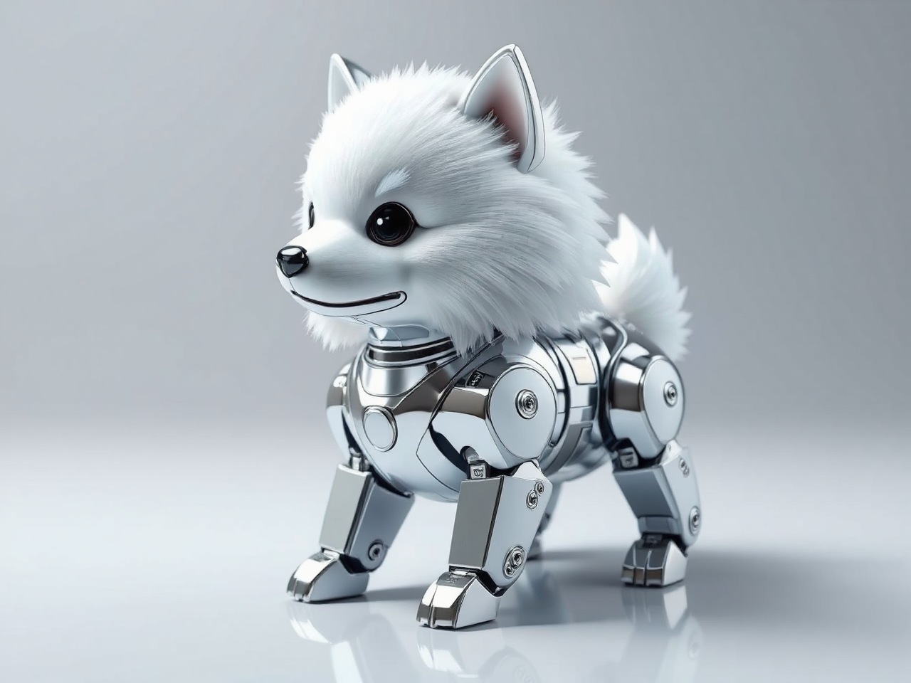 Shiny metal robotic dog