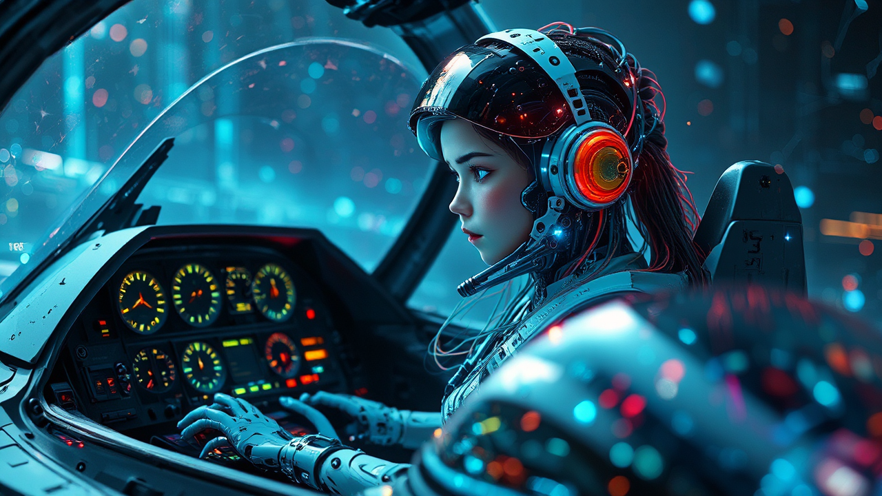 Mechanical female robot pilot