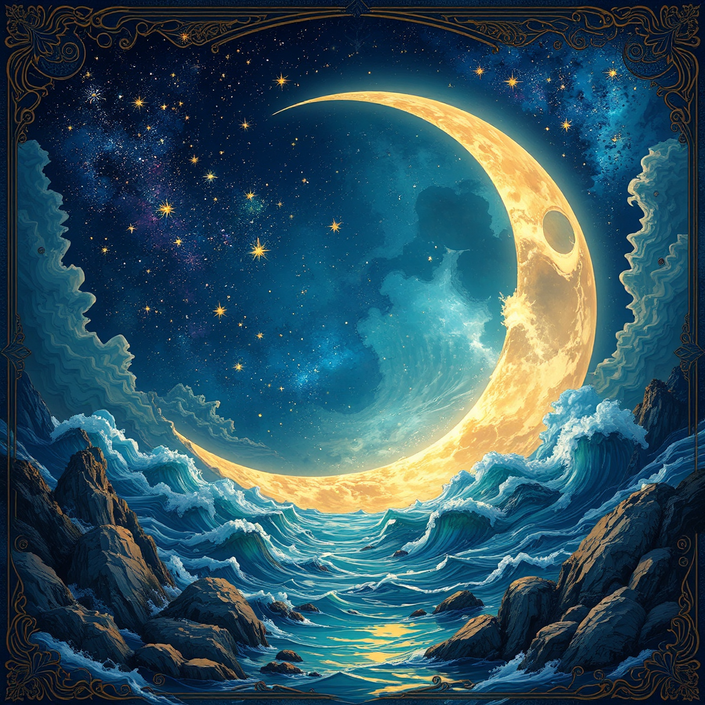 Ornate moonlit scene of