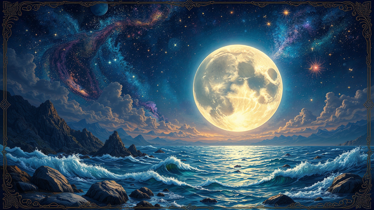 Majestic celestial landscape scene.