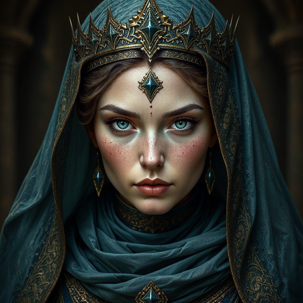 Medieval queen in ornate