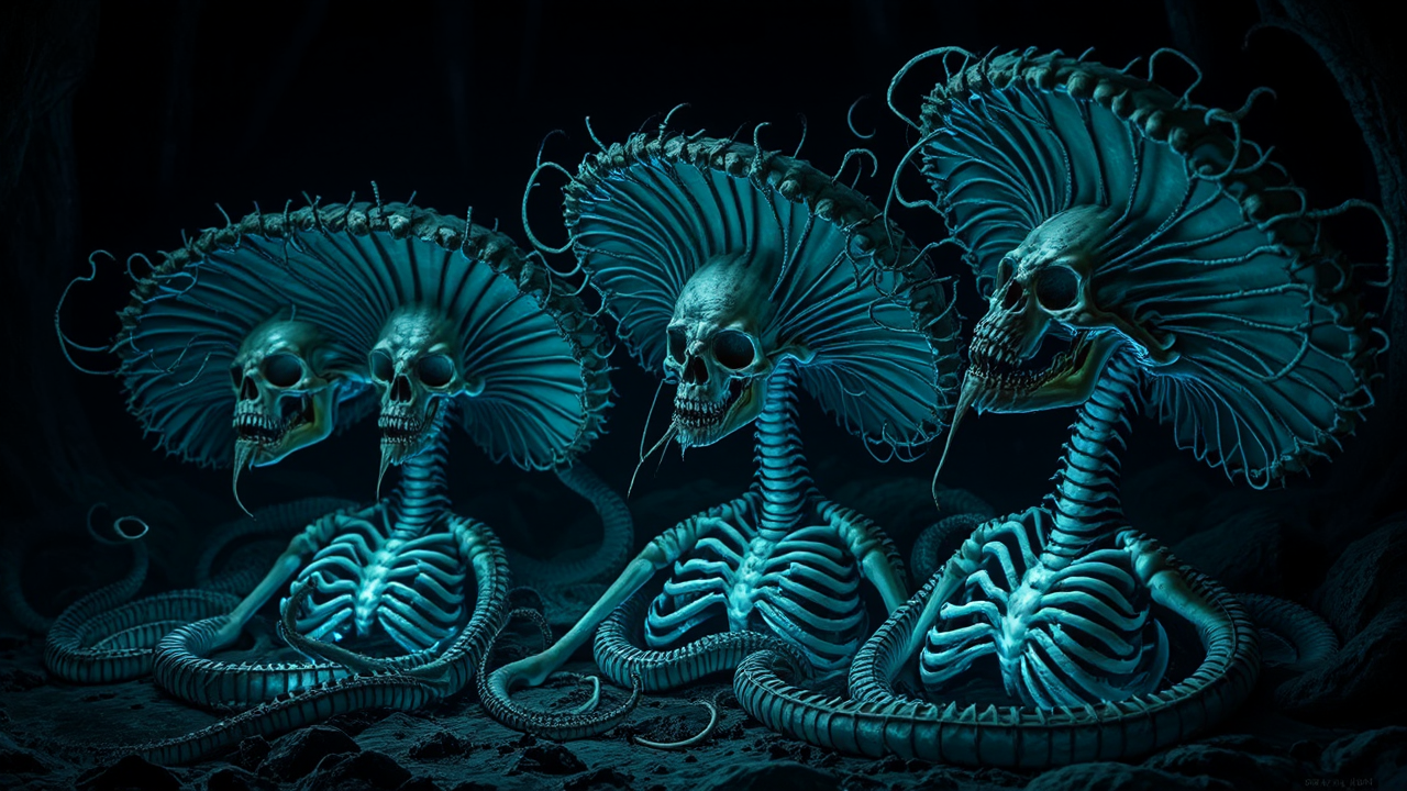 Medusa with skeletal serpents.