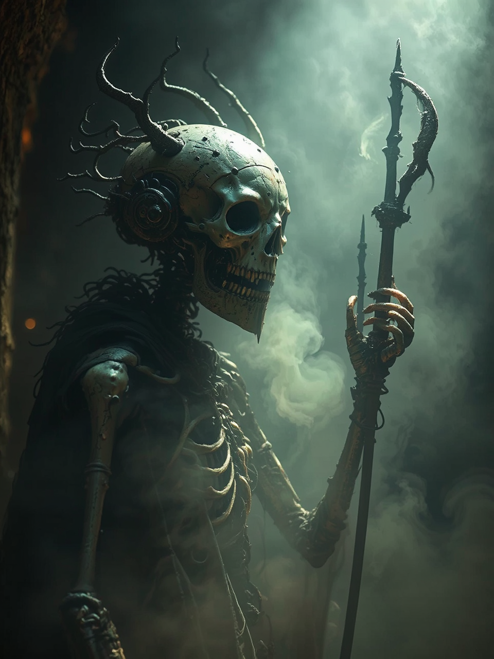 Biomechanical necromancer in dark