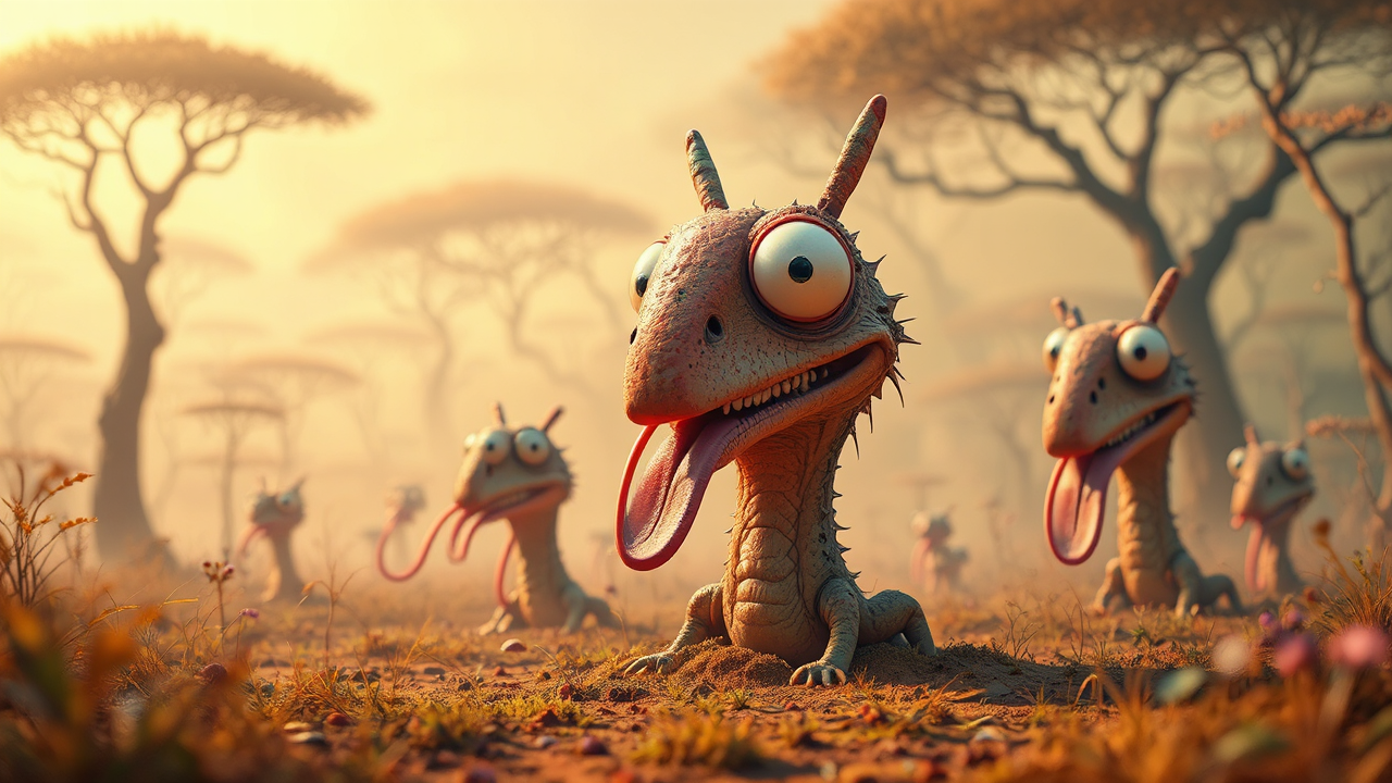 Intricate savanna with fantastical