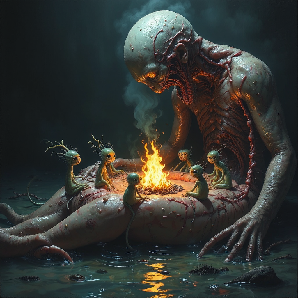 Whimsical creatures in a