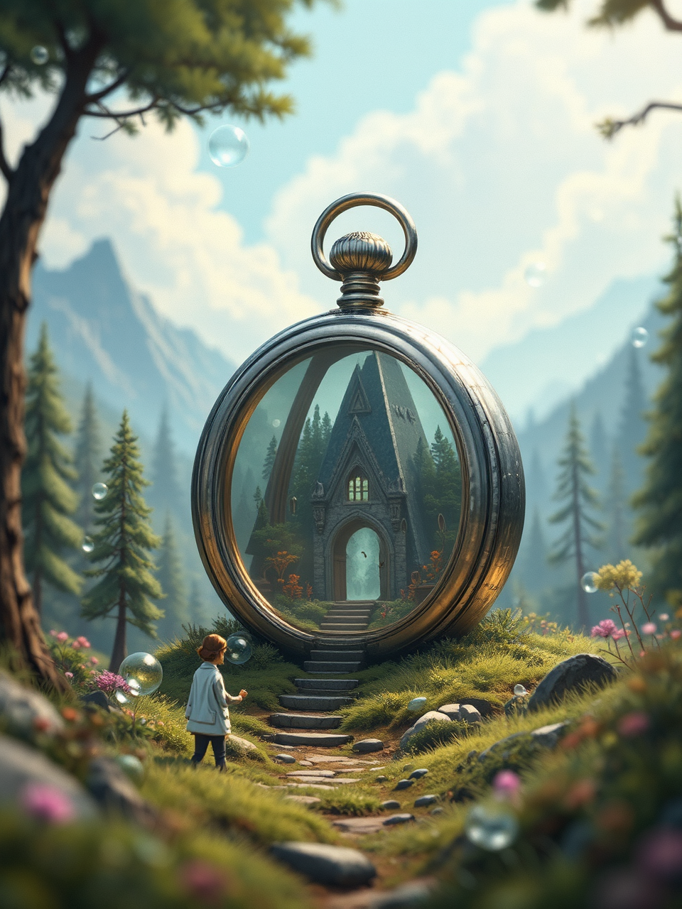 Cubic silver pocket watch