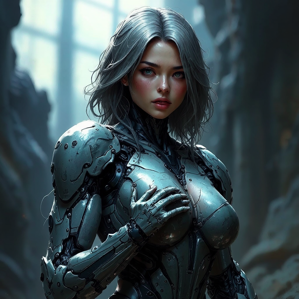 Cyborg girl with prosthetic