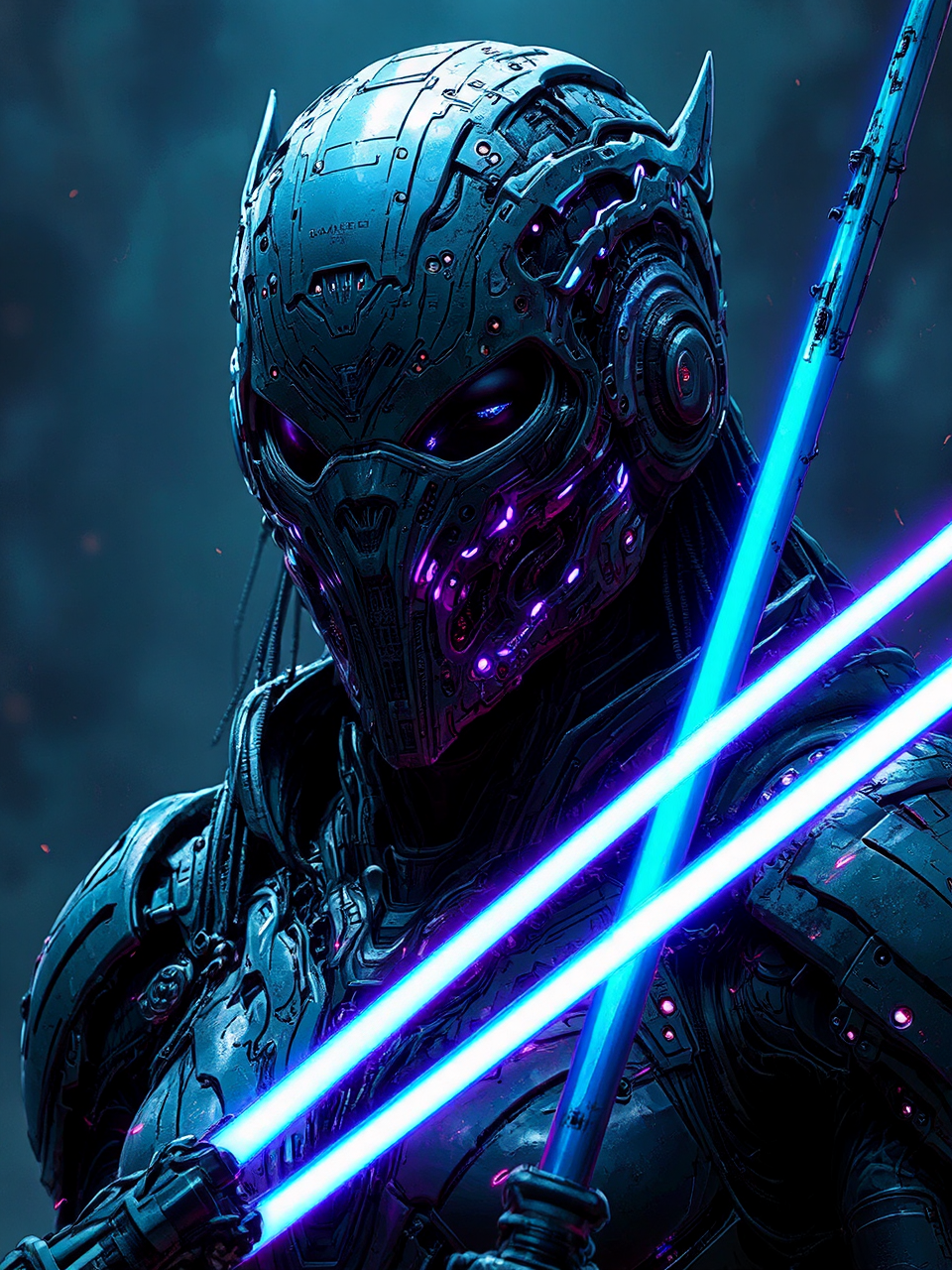 Afrofuturist warrior with cybernetic