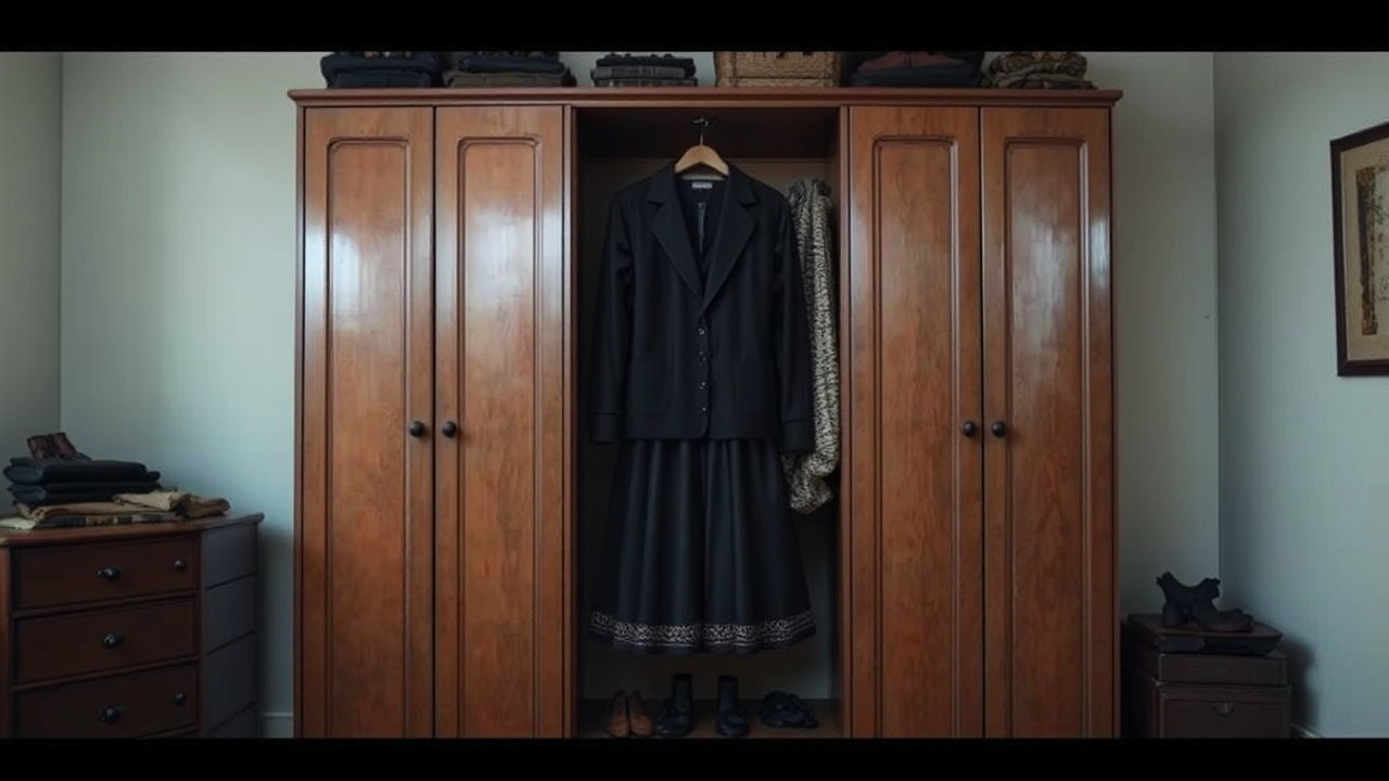 Old-fashioned wardrobe with black