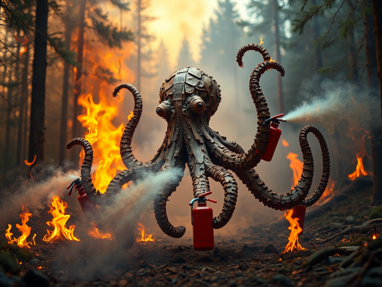 Octopus made of wood