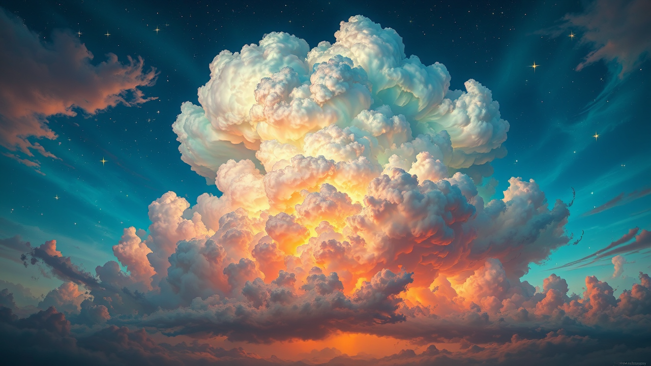 Clouds with colorful flowing