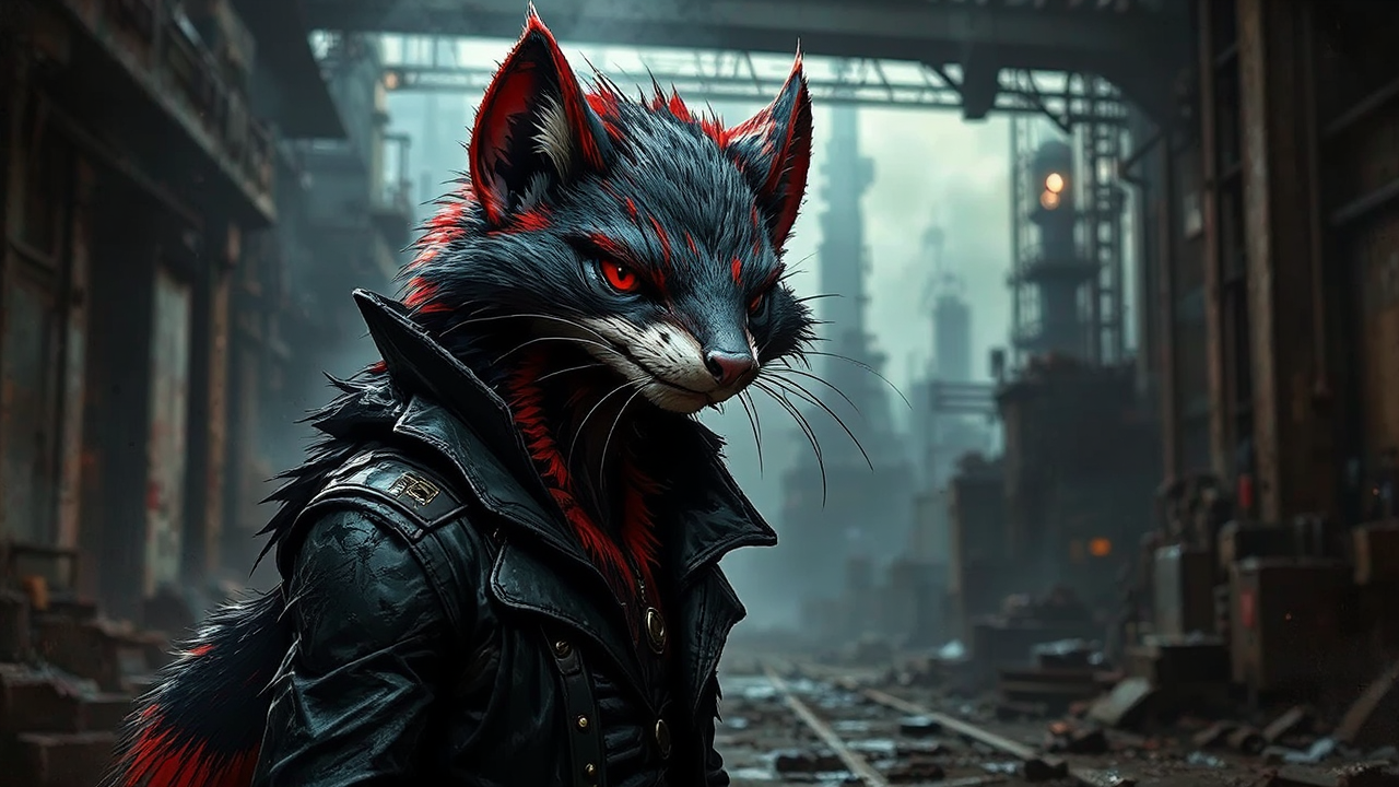 Male weasel with red-black