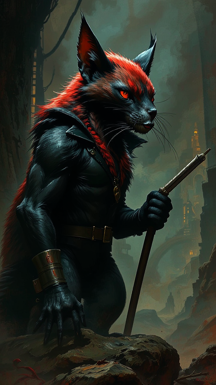 Male weasel with red-black