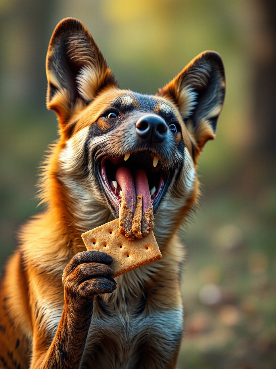 African wild dog eating