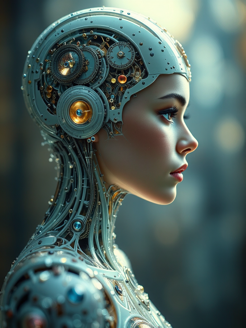 Young cyborg woman with