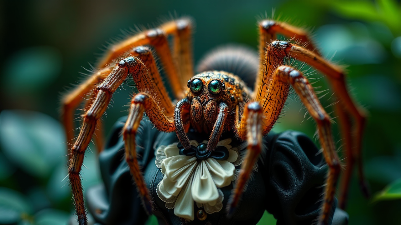 Tarantula in elegant blouse