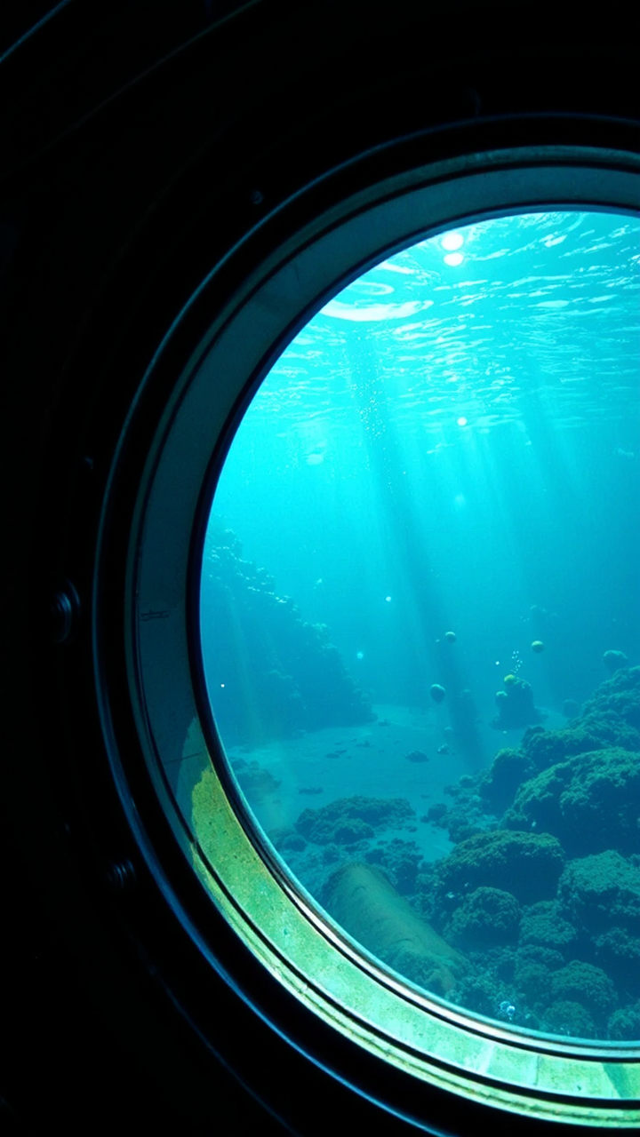 Underwater cityscape through submarine