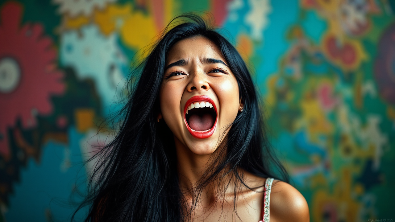 Vietnamese Mexican girl screams