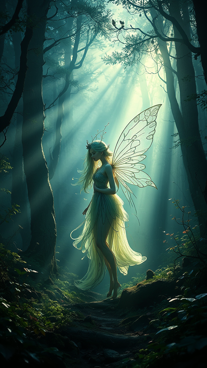 Whimsical fairy in dark