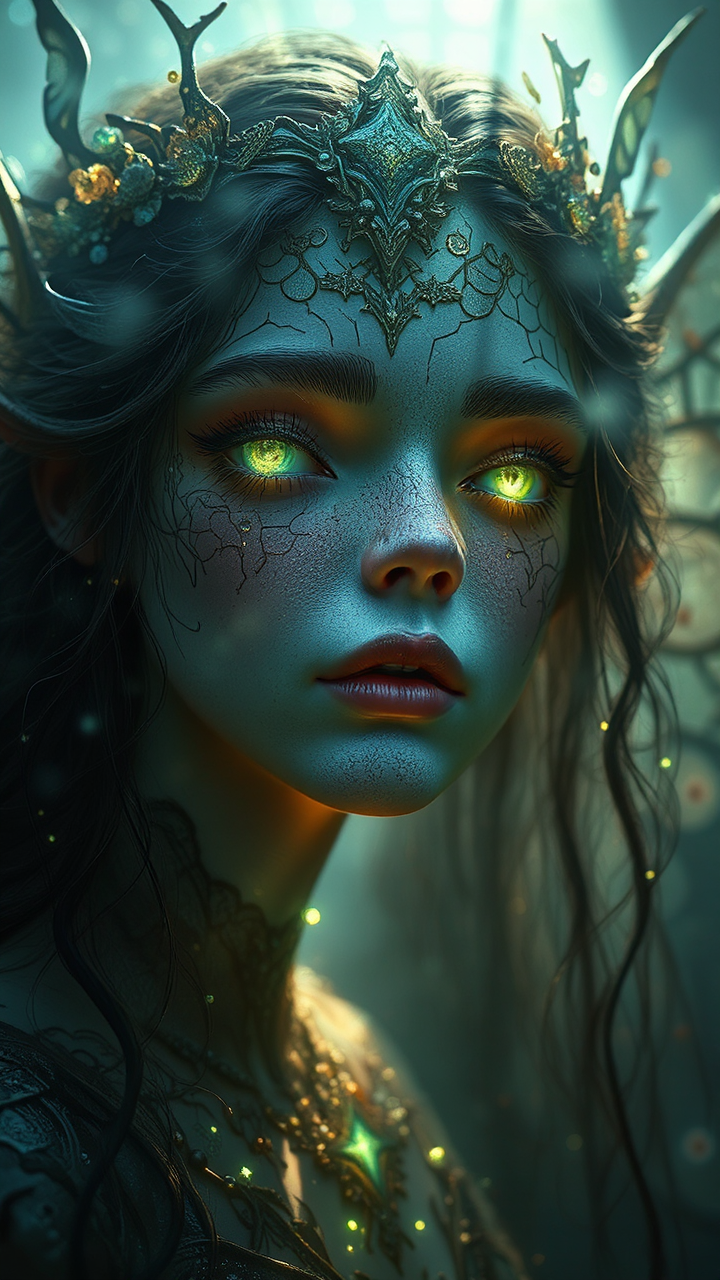 Photorealistic fantasy fairy portrait.