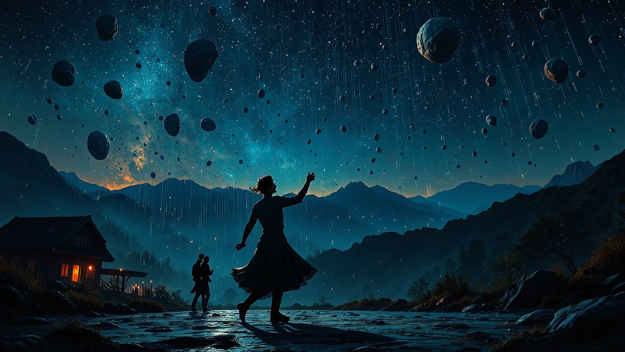 Two people dance under