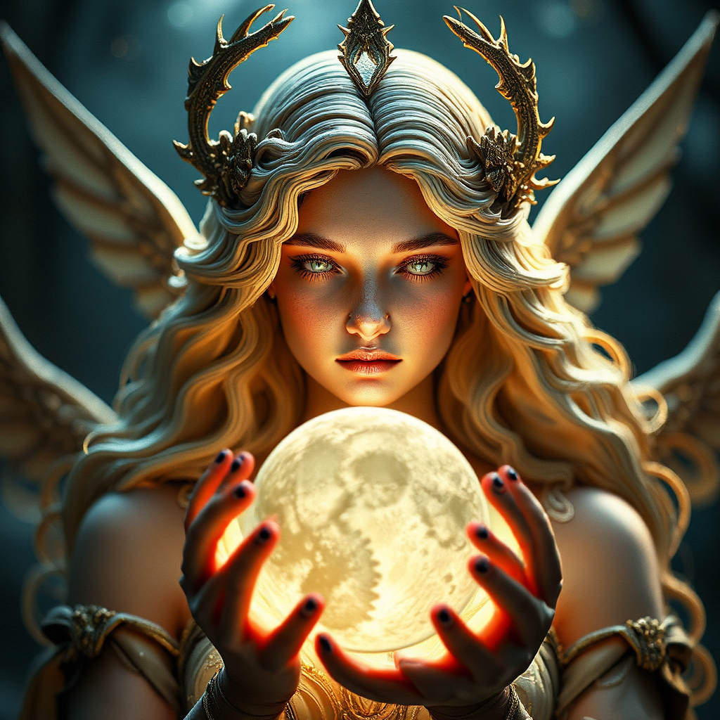 Artemis holding the moon