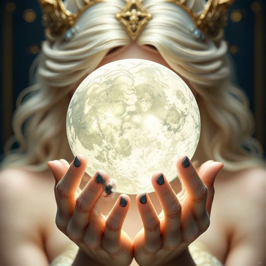 Artemis holding the moon