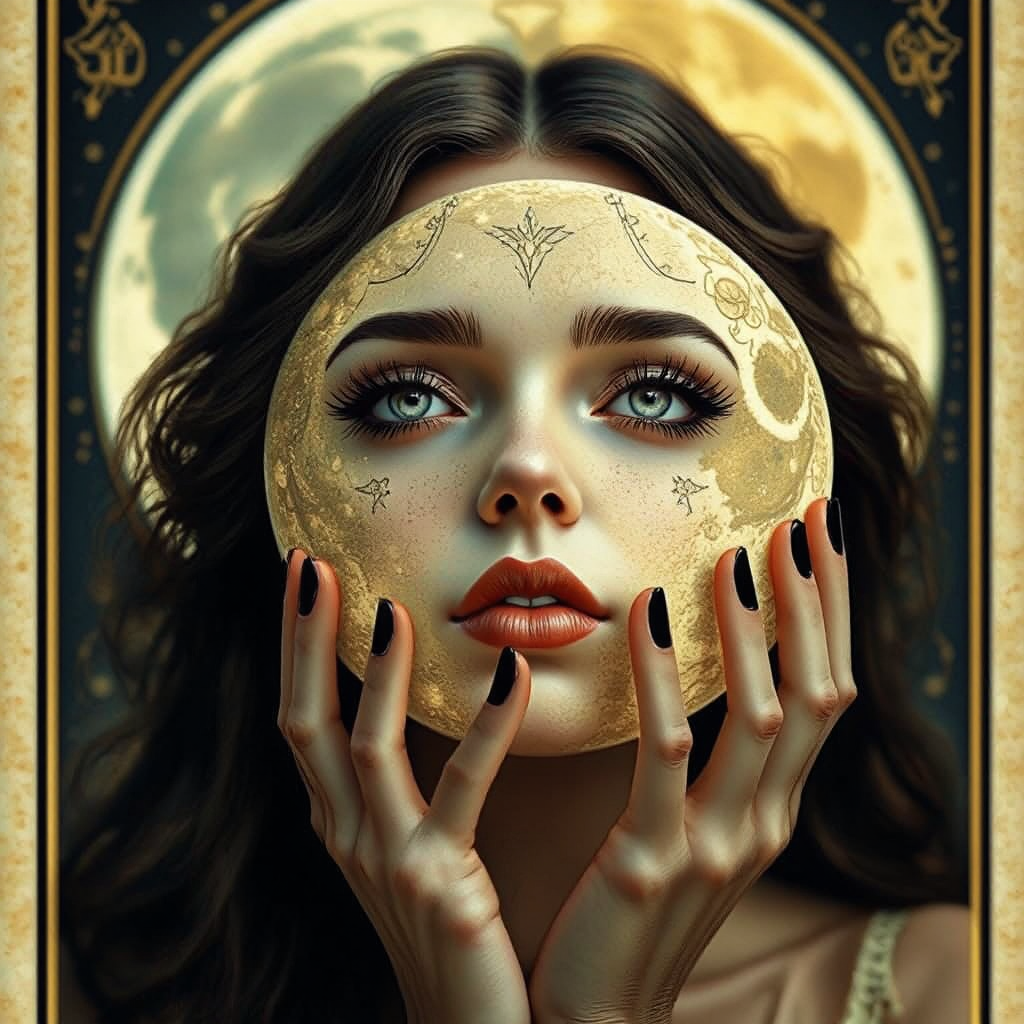 Woman's face with lunar