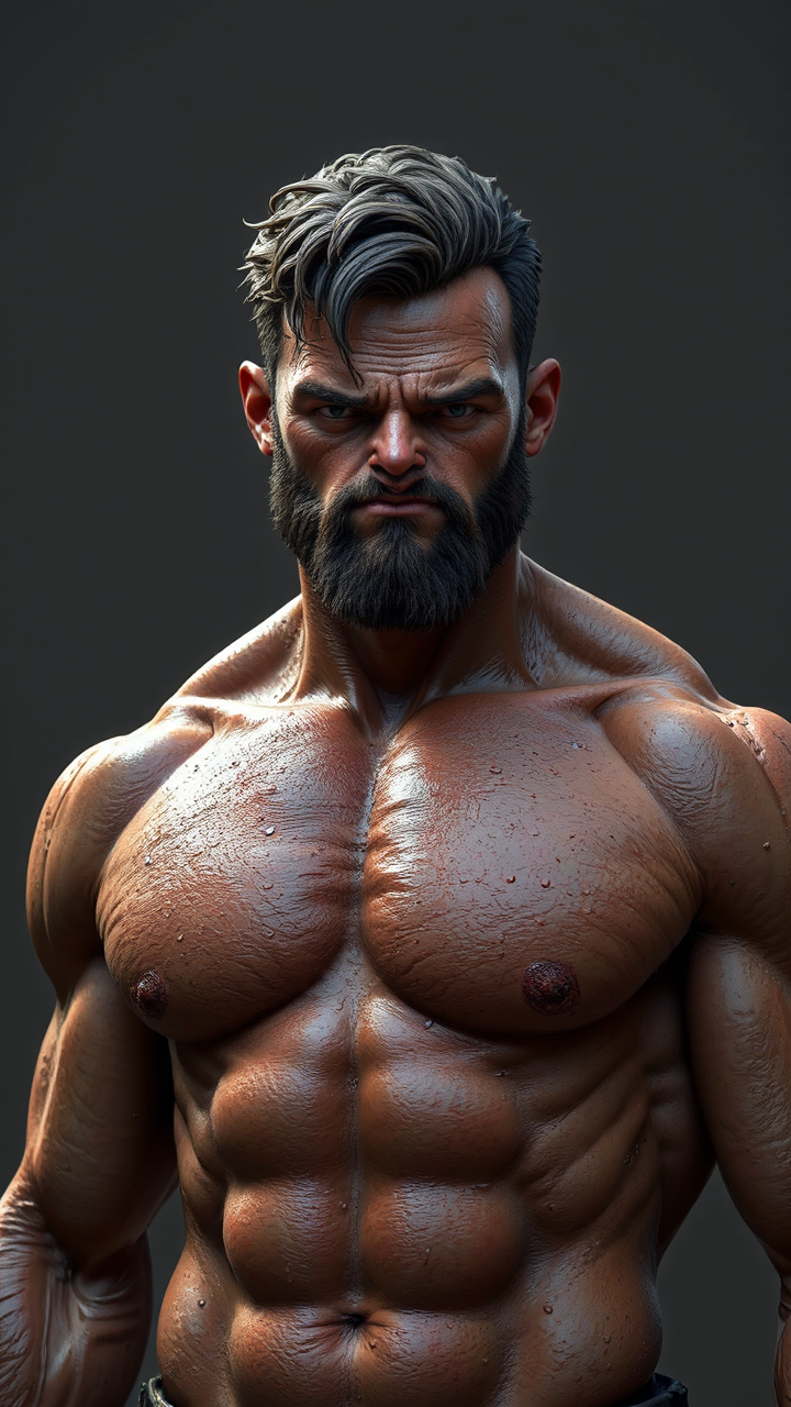 Muscular, shirtless man in