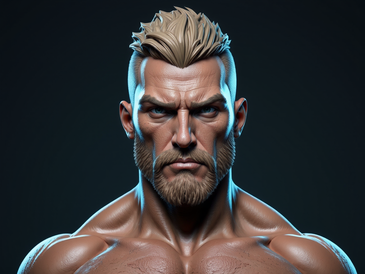 Rugged shirtless male in