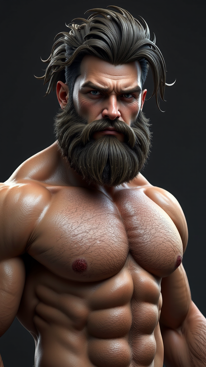 A muscular, shirtless male