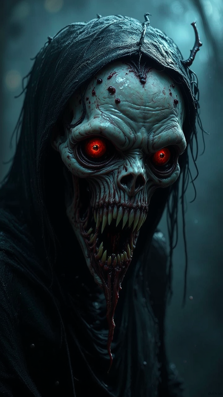 Macabre creature in dark