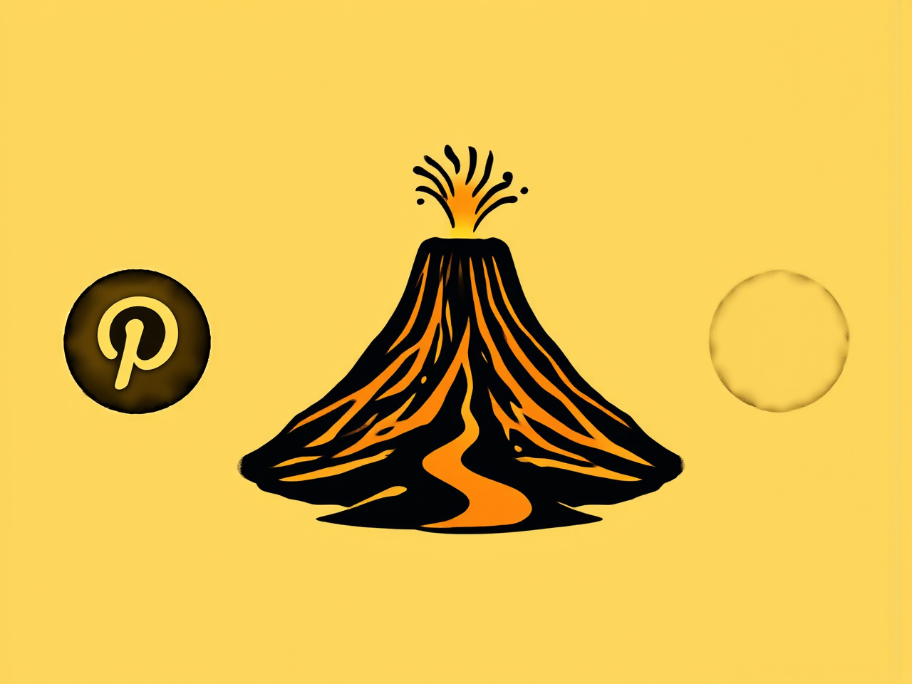 Volcano-themed artwork with symmetrical