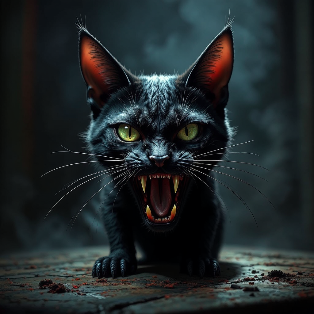 Anthropomorphic black cat in