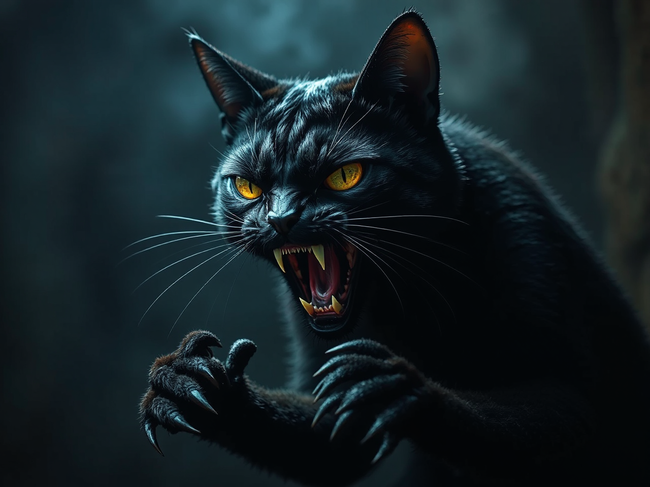 Anthropomorphic black cat with