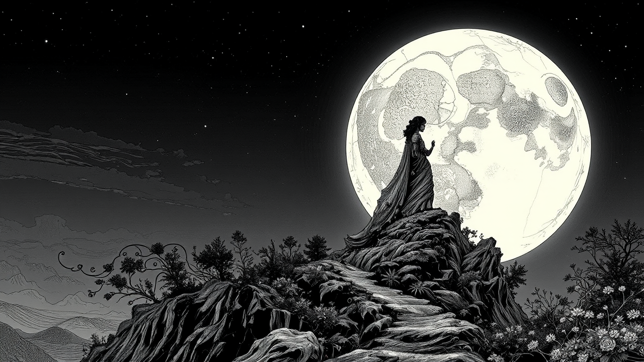 Full moon under intricate