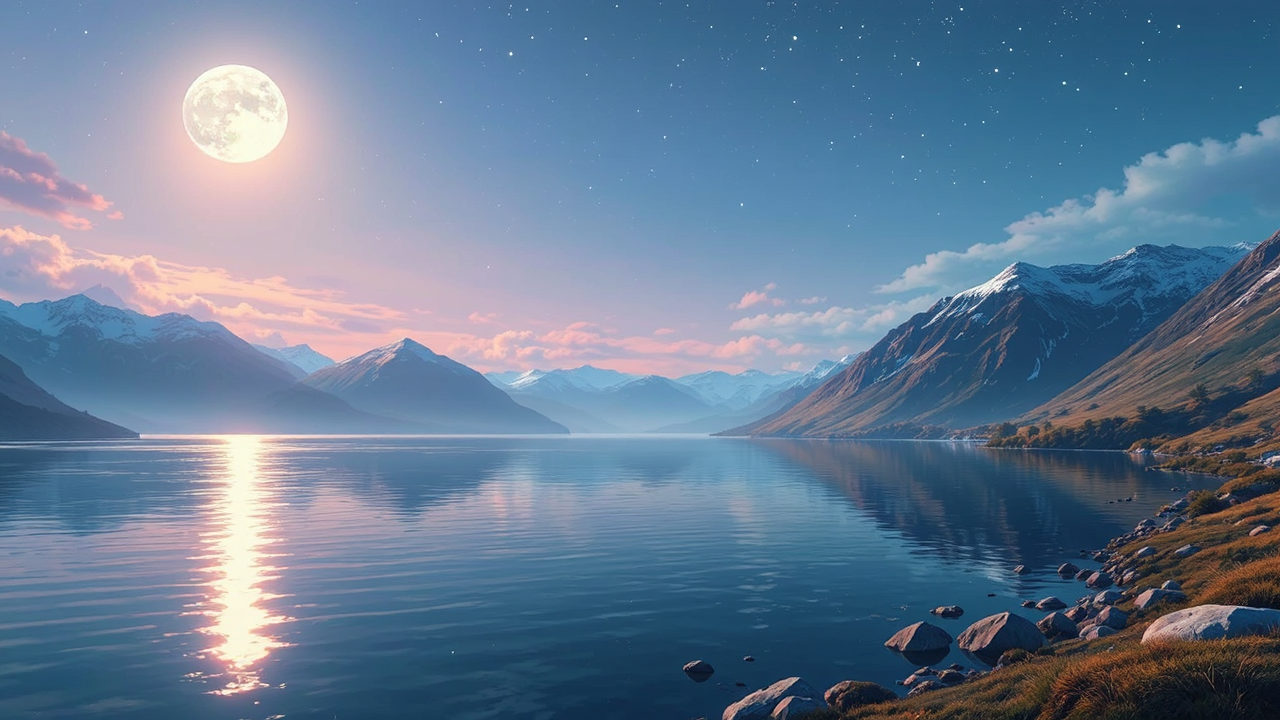 Nordic fjord at night