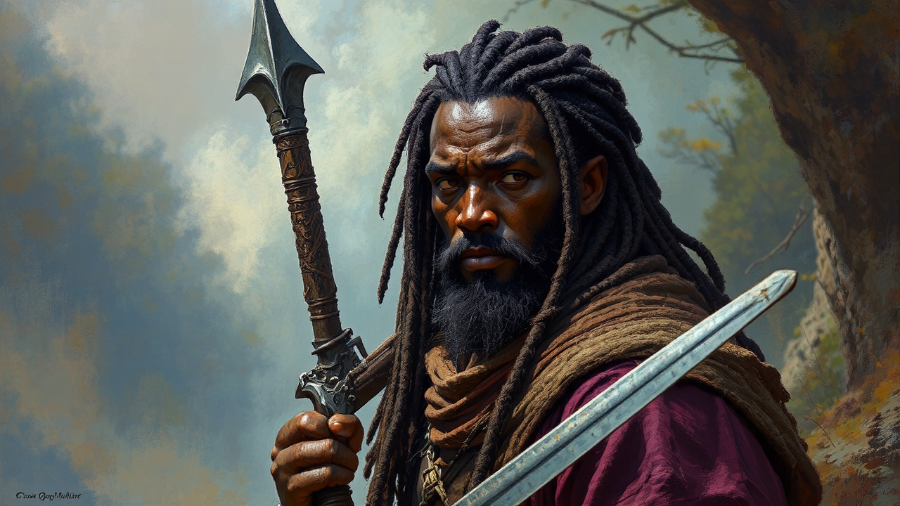 Medieval hunter with African