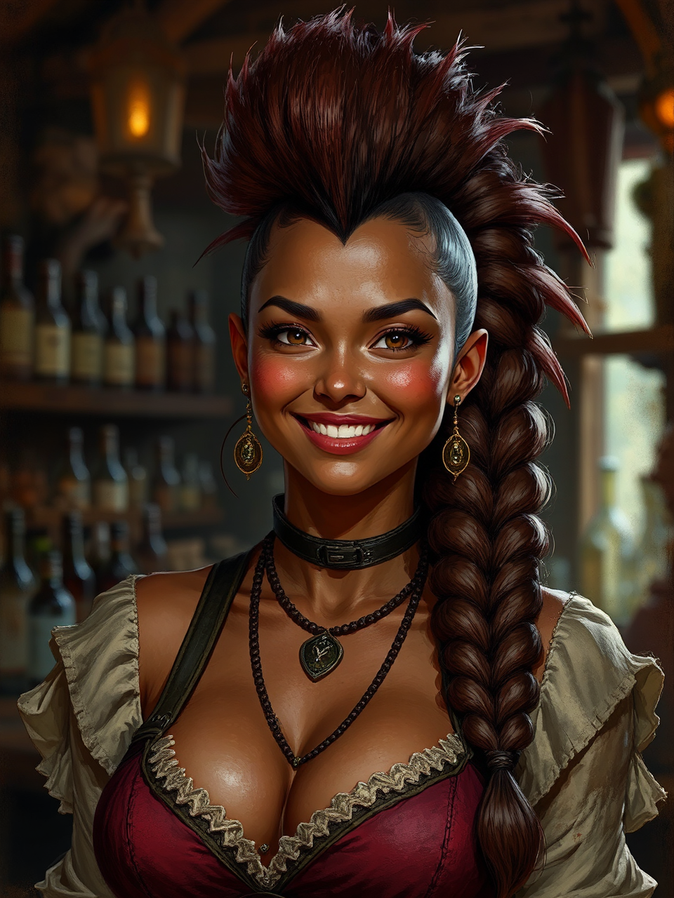 Medieval bartender with Polynesian